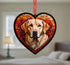 Labrador Yellow Glass Effect Heart Suncatcher